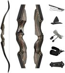 Deerseeker Archery 60" Takedown Recurve Bow Set, Traditional Wooden Bow with Laminated Limbs for Adults & Youth Beginners - Right/Left Hand for Hunting, Practice& Target Shooting 15-60lbs
