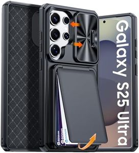 BSNRM for Samsung Galaxy S25 Ultra Case Wallet with RFID Blocking, Card Holder, Slide Camera Lens Cover, Silicone Edge Raised, Rugged Heavy Duty Phone Cover Case for Galaxy S25 Ultra, 2025, Black
