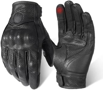 MVPTOO Motorcycle Gloves for Men Women -Premium Leather Glove,Touch Screen,Non-Slip,Genuine Breathable, Carbon Fiber Knuckle Protection, Adjustable Closure,Black, Large
