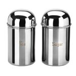 PDD Falcon Stainless Steel Dome Jar Container for Tea and Sugar | Stainless steel tea /coffee storage canister | Sugar and tea jar/container for kitchen storage | Mutlipurpose storage kitchen canister Set of 2- 750 ml Each