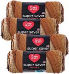 Red Heart Super Saver Yarn (4-Pack of 5oz Skeins) (Latte Stripe)