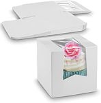 MT Products Single Cupcake Box 4.5" x 4.5" x 4.5" - Elegant Small Bakery Boxes (Pack of 15) - Made in the USA