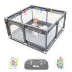 Kidoola Playpen for Baby and Toddlers with Padded Frame & Mesh Walls, Balls & Pull Rings Included, Toddler Play Pen for Indoor & Outdoor Use, Extra Large Baby Playpen Unisex (127x127x65cm)