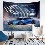 Homewish Blue Sports Car Wall Tapestry, Extreme Sport Wall Hanging Kids Boys Teens Man Racing Car Tapestries Art Window Treatments, Bedroom Decor Living Room/Door Curtain/Balcony XLarge 69x91