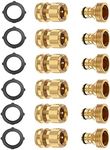 BoArt (6 Sets Garden Hose Quick Connector Set, Solid Brass 3/4 Inch Water Fitings Thread Easy Connect No-Leak Male Female