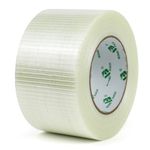 BOMEI PACK Crossweave Reinforced Tape,1 roll 75mm x 50m Strong 170mic thickness Clear Bi-Directional Filament Strapping Tape,Fiberglass Reinforced Tape,Heavy Duty Bundling Tape