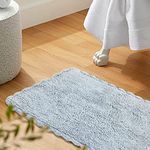 Habere India-All the Cultures Fabricating India - Crochet Bath Mat, Super Absorbent 100% Cotton & Quick Dry Bath Rug for Bathroom Floor Mats (Rectangular, Grey_60 x 40 CM)