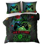 Lions Gaming Bedding Double- Multi Color Printed Kids Double Duvet Set Quilt Cover with Matching Pillowcase, 3 Piece Reversible Quilt Covers, Gamer Bedroom For Boys, 200x200cm