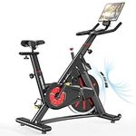 SogesPower Exercise Bike Indoor Cycling Bike Magnetic Resistance Stationary Bike Cycle Bike Fitness Bike Silent Belt Drive for Home Gym Workout with 45LBS flywheel Phone Ipad Mount Comfortable Seat Cushion&LCD Monitor