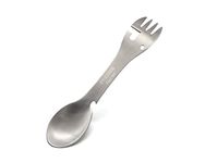 PSKOOK Spork Outdoor Spoon Fork Bottle Can Opener Camping Stainless Steel Cutlery Travel Functional Eating Utensil (Silver)