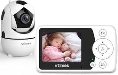 VTimes - Video Baby Monitor with Camera and Audio, LCD Display, Baby Camera Monitor, No WiFi Night Vision, VOX Mode, Panoramic Zoom Temperature Display, Audio