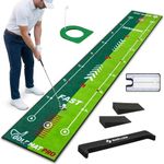 SAPLIZE Two-Speed Golf Putting Practice Mat with Putting Alignment Mirror, 20 in X 10 ft Putting Training Aid Mat, Anti-Slip Backing Golf Putting Green for Indoor/Outdoor