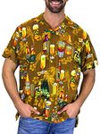 V.H.O Funky Hawaiian Shirt, Shortsleeve, Beerbottle, Brown, XL