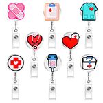 8 Pack Nurse Badge Reels, Medical Badge Reels Retractable Cute Nursing ID Badge Reels Funny Badge Reels for Nurses Doctor Medical Health Hospital Office Worker Gifts