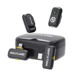 Hollyland LARK A1 Wireless Mini Microphone for iPhone15/16 & Android, Pure Sound, Noise Cancelling, Magnetic Microphone for YouTube, TikTok, Podcast, Vlogging(2TX+2RX+Charging Case)-Black