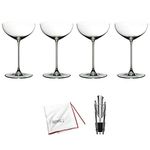 Riedel Veritas Moscato/Coupe/Martini Glass, Pack of 4 Includes Wine Pourer with Stopper and Polishing Cloth