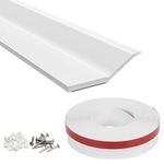 Piclafe Garage Door Seal Top and Sides, Garage Door Weather Stripping, Universal Weatherproofing Seal Strips Soft and Hard Composite Design with Adhesive Backing and Screws, White, 34.4FT