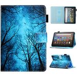 MOKASE for Amazon Kindle Fire HD 8/8 Plus Case (Fits 2020 2022 10th /12th Generation), Slim PU Leather Auto Wake/Sleep Cover with Stand & Card Holder for 2020 2022 Fire HD 8/8 Plus, Blue Forest