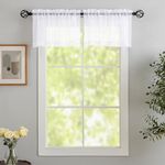 MYSTIC-HOME Sheer White Kitchen Tier Curtains 24 Inch Length Set, Small Window Curtains Treatment for Bathroom/Living Room/Cafe/Basement, Short Voile Curtain Tiers 30in x 24in, Rod Pocket, 2 PCS