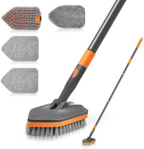 NEWE Cepillo Limpieza Ducha con Mango Largo 142 cm, 4 en 1 Cepillo Barrendero para Limpiar Baño Bañera Suelo Zócalo Fregadero Cocina Inodoro