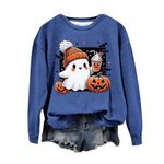 Deals of The Day Sale Home Halloween Sweatshirt For Women Cute Ghost Pumpkin Print Long Sleeve Pullover Tops Crew Neck Long Sleeve Blouse Shirts Deals of The Day Sale