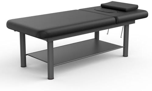 Heavy Duty Professional Stationary Massage Bed with Backrest - Wide Massage Table for Treatment, Physical Therapy, Spa & Facial Bed - Metal Frame, PU Leather (Segmented Structure)