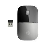 HP Z3700 Silver 2.4 GHz USB Slim Wireless Mouse with Blue LED 1200 DPI Optical Sensor, Up to 16 Months Battery Life