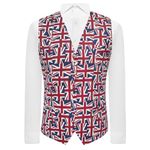 King & Priory Union Jack Flag Waistcoat , Red / White / Blue, 3XL | 48 Inches Chest