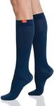 VIM & VIGR Moisture Wick Nylon 15-20 mmHg Graduated Compression Socks for Women & Men, Navy, 4