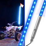 UTVJATV 4ft LED Whip Blue Lights Waterproof Flag Pole Safety Antenna with Flag for Can Am Maverick X3 Sand Dune Buggy UTV ATV 2020 Polaris RZR XP 4X4 Offroad Truck 4 Wheels - 1PCS