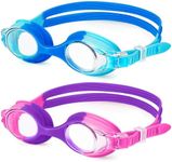 NSSIW Kids Swim-Goggles Swimming-Goggles-for Kids: Kids Goggles Anti Fog Pool Goggles No Leak 2 Pack Ages 3-16