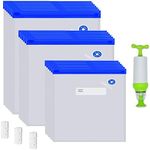 Mantianstar Sous Vide Bags-30pcs Reusable Vacuum Food Storage Bags, with 3 Sizes Vacuum Food Bags,1 Hand Pump,3 Sealing Clips for Food Storage and Sous Vide Cooking