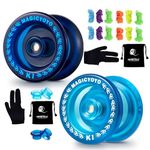 Pack of 2 Yoyos for Kids, K1 MAGICYOYO Responsive YoYos with 2 Yoyo Sacks + 12 Strings and 2 Yo-Yo Gloves Gift ( Dark Blue & Crystal Blue)