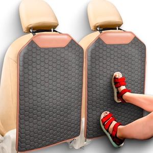 Owleys Premium Leather Car Seat Protector for Back Seat - Back Seat Cover for Kids - Car Kick Mat Back of Seat Protector for Kids Feet Car Seat Back Protector - 2 Pcs Hexy