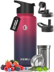 32 oz Tea Infuser Bottle, Tea Thermos, Tea Tumbler with Infuser, Insulated Tea Travel Mug with 3 Lids, Tea Infuser Travel Mug… (32 oz, Red Purple)