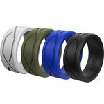 Rinfit Silicone Wedding Rings for Men - 4 Pack - Comfortable Durable Wedding Ring Replacement - U.S. Design Patent (Green, Gray, Blue, Black, 10)