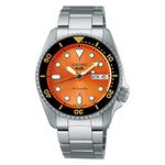 Seiko Stainless Steel Analogue Orange Dial Men Watch-Srpk35K1, Bandcolor-Silver