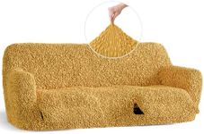 PAULATO BY GA.I.CO. Recliner Sofa Cover Stretch 3 Seater Reclining Couch Slipcover 1-Piece Cotton Couch Covers for Kids Soft Slip Cover Furniture Protector - Fuco Cotton Collection - Mustard Yellow