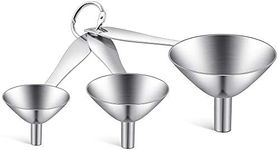 Toncoo 3-in-1 Premium Kitchen Funnel Set, Food Grade Stainless Steel Funnel for Filling Bottles, Small Bottle Funnel, Metal Funnel, Mini Funnel for Essential Oil, Flask, Spices, Liquid, Dry