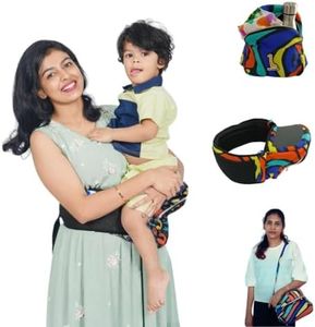 My Giraffe Hippy Hop - Hip Seat Baby Carrier With In-Built Storage Space - Upto 20 Kgs - 5 Months To 3 Years (Dino Print), Toddler, Black