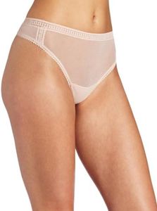 OnGossamer Women's Mesh Hi Cut Panty Thong, Champagne, Medium/Large