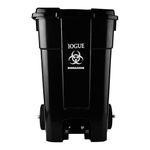 iogue 60 Liter Heavy Duty Wheel Pedal Dustbin, Biohazard Design, Black, Plastic, Cylindrical, Glossy Finish,(BLACK)