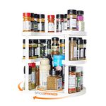 Allstar Innovations Spice Spinner Three-Tiered Spice Organizer & Holder That Saves Space, Keeps Everything Neat, Organized & Within Reach With Dual Spin Turntables White- 3 Tier