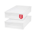 IRIS USA 2021 Edition BC-UB Underbed Storage, Stacking Drawer, White/Natural Clear, 2 Pack, 27 Quart, (New)