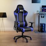 Green Soul Raptor 2.0 Racing Edition Ergonomic Gaming Chair with Premium PU Leather, Adjustable Neck & Lumbar Pillow, 3D Adjustable Armrests & Heavy Duty Nylon Base (Black & Blue)