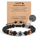 VU100 Men's Bracelet Gift for Men Valentine's Day Gift for Him Tiger Eye Bracelet for Men I Love You 100 Language Projection Bracelet To My Man Bracelet Anniversary Birthday Gift for Boyfriend Husband