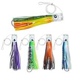 Trolling Lures Saltwater Fishing Lures Offshore Big Game Trolling Lures for Marlin Mahi Tuna Dolphin Wahoo Deep Sea Fishing Lures Rigged with Leader Hooks Squid Skirt