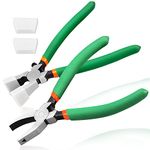 LEONTOOL 2pcs Glass Running Pliers Grozier Pliers Set with 2 Pairs Replacement Rubber Tips Key Fob Pliers Breaker Grozer Pliers Glass Cutters Tools for Stained Glass Work Glass Cutting