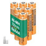 AAA Ni-MH Rechargeable HHR-4DPA Battery 6PCS 1.2V 700mAh Replacement Low Self Discharge Lasting Power Recharge Battery for Panasonic Cordless Phone,Remote Controls, Electronics