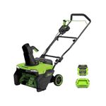 Greenworks GEN2 60V 20" Brushless Cordless Snow Blower Thrower, 10" Clearing Depth & Max 25ft Throw Distance, Electric Snow Removal Tool for Driveway Sidewalk, (1) 4.0Ah Battery & 3A Charger Included